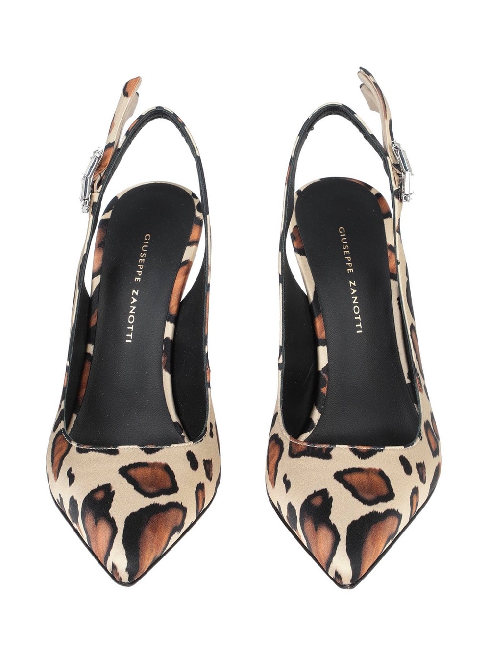Giuseppe Zanotti leopard print satin pointed toe slingback pumps - Picture 3 of 4